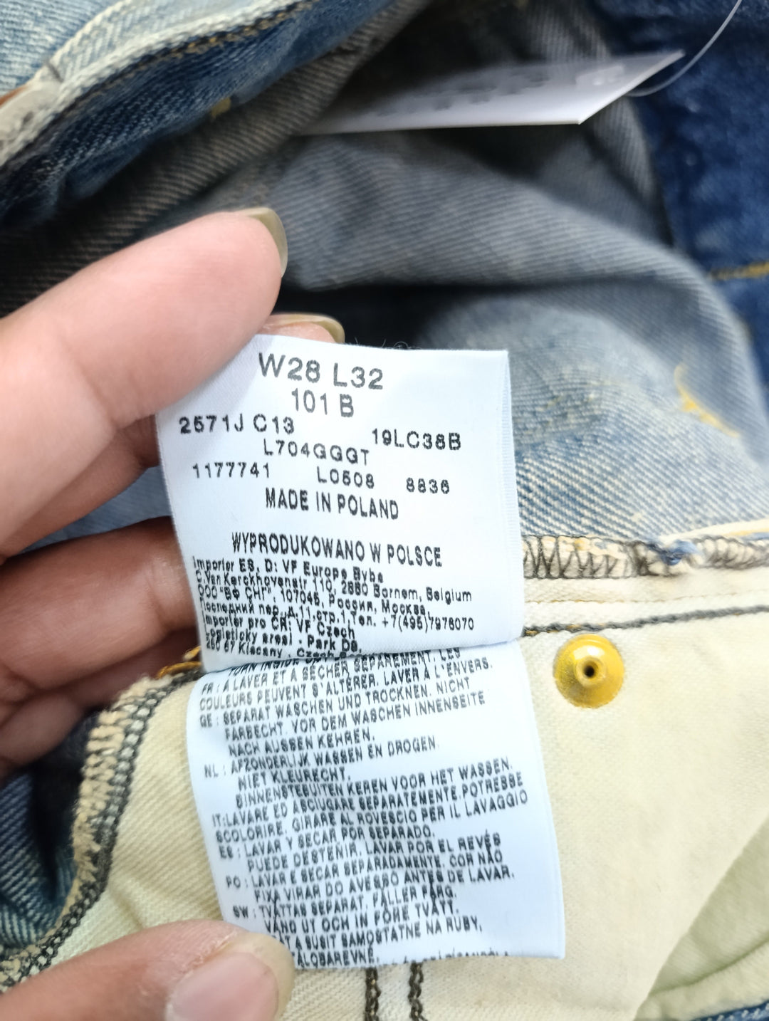 Lee 101B W28 L32 cimosa con martingala nuovo deadstock