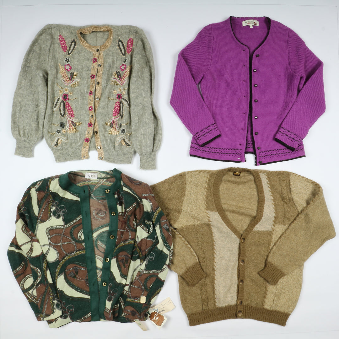 Cardigan vintage in lana box da 30 pz uomo e donna colorati