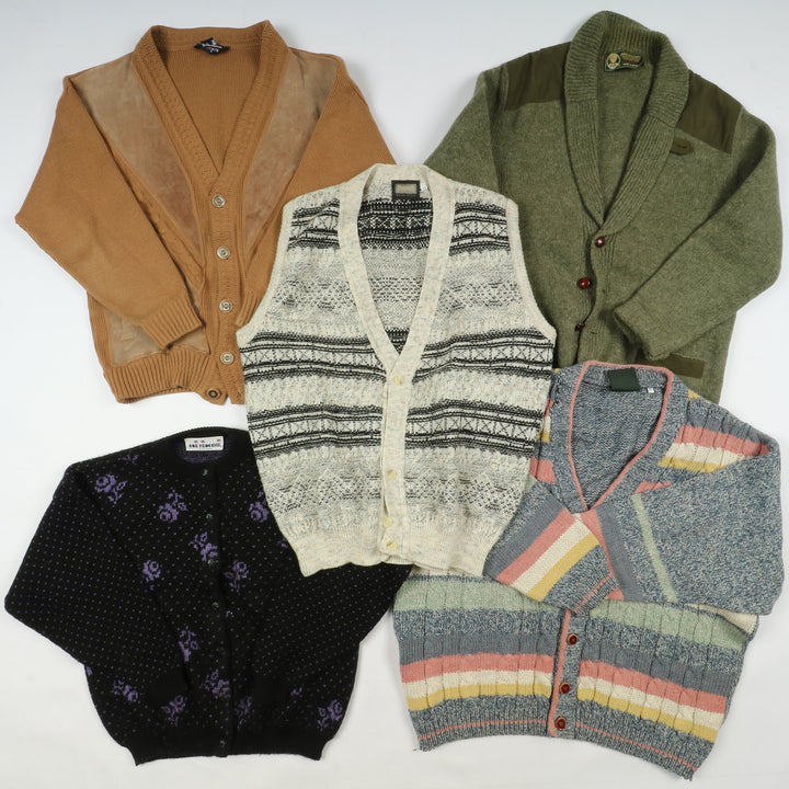 Cardigan vintage in lana box da 23 pz uomo e donna colorati