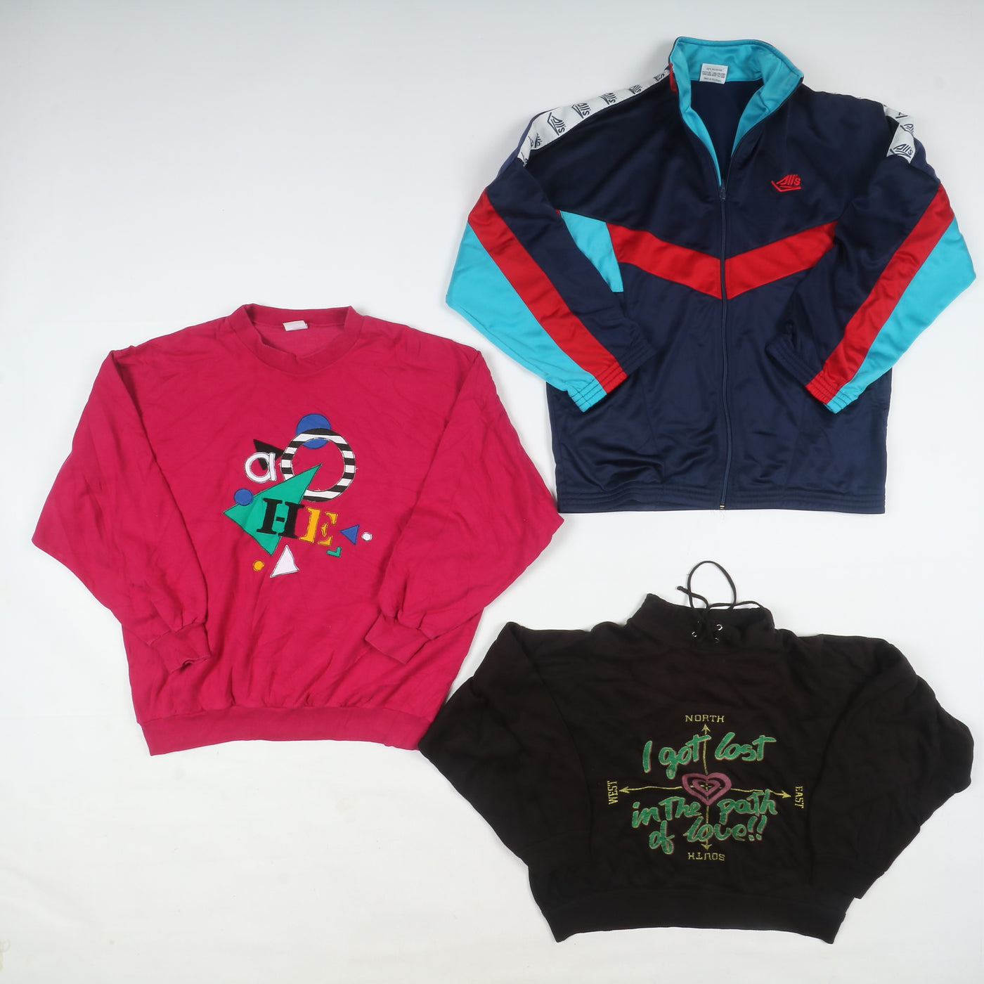 Felpe sportive e track top vintage No Brand Box da 39 pz anni 80' 90'