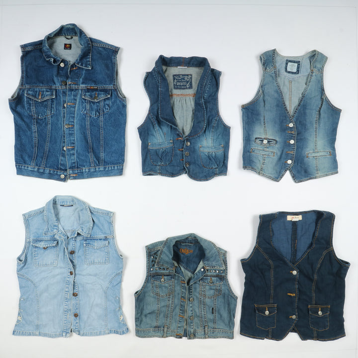 Gilet jeans vintage uomo donna 58pz anni 80/90/2000
