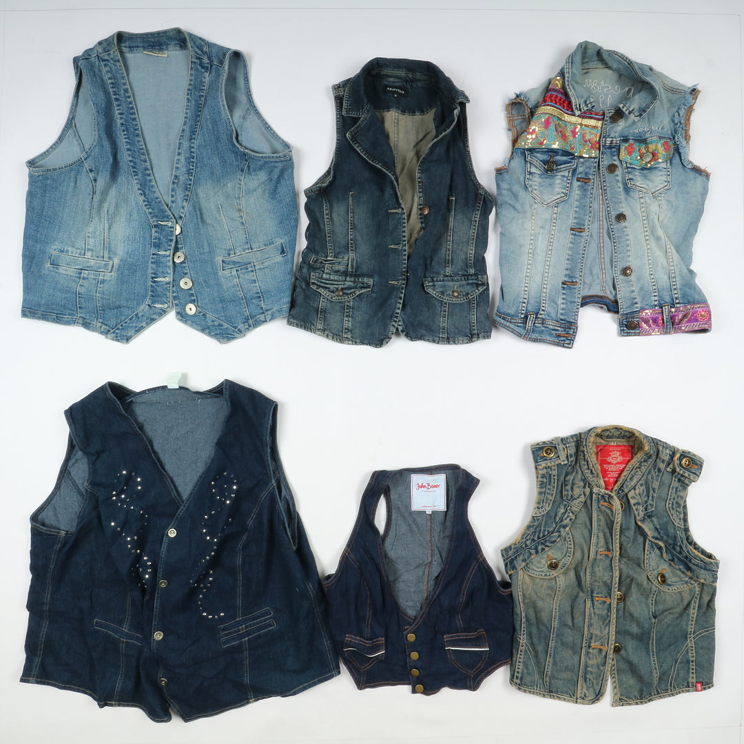 Gilet jeans vintage uomo donna 58pz anni 80/90/2000