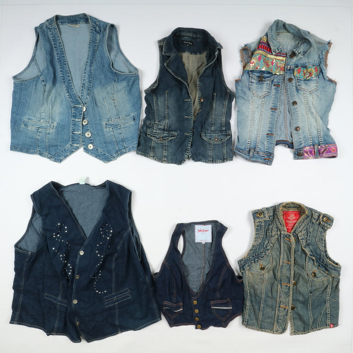 Gilet jeans vintage uomo donna 58pz anni 80/90/2000
