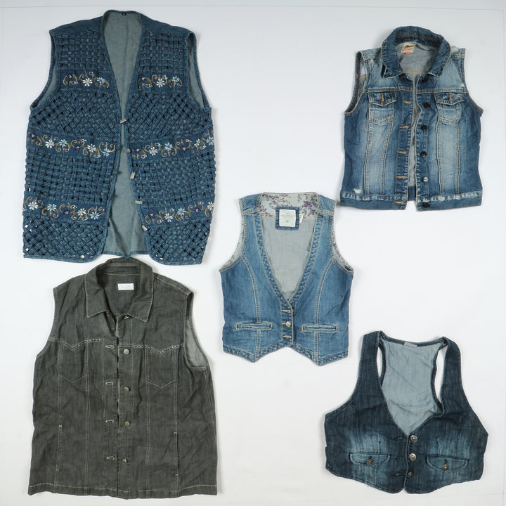 Gilet jeans vintage uomo donna 58pz anni 80/90/2000