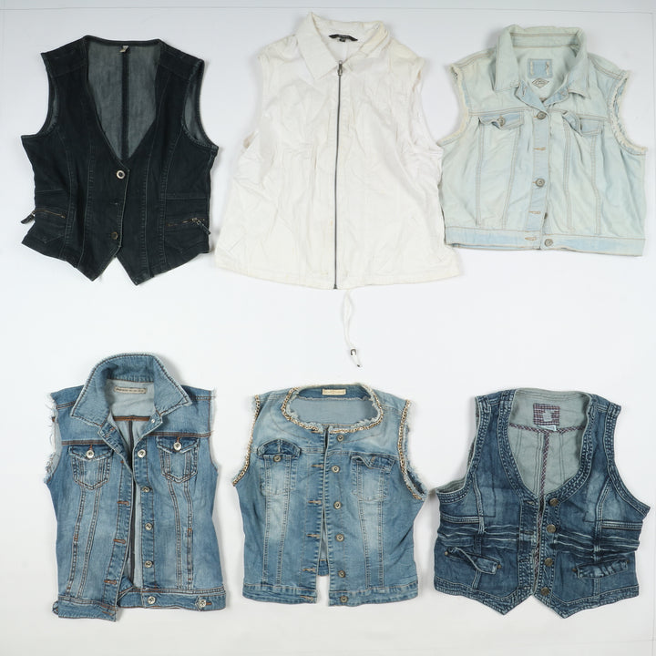 Gilet jeans vintage uomo donna 58pz anni 80/90/2000