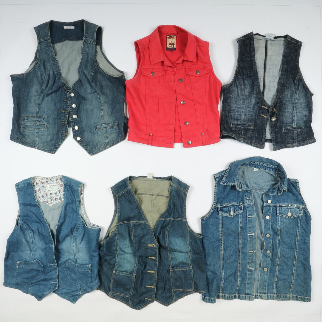 Gilet jeans vintage uomo donna 58pz anni 80/90/2000