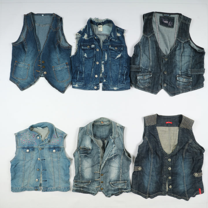 Gilet jeans vintage uomo donna 58pz anni 80/90/2000