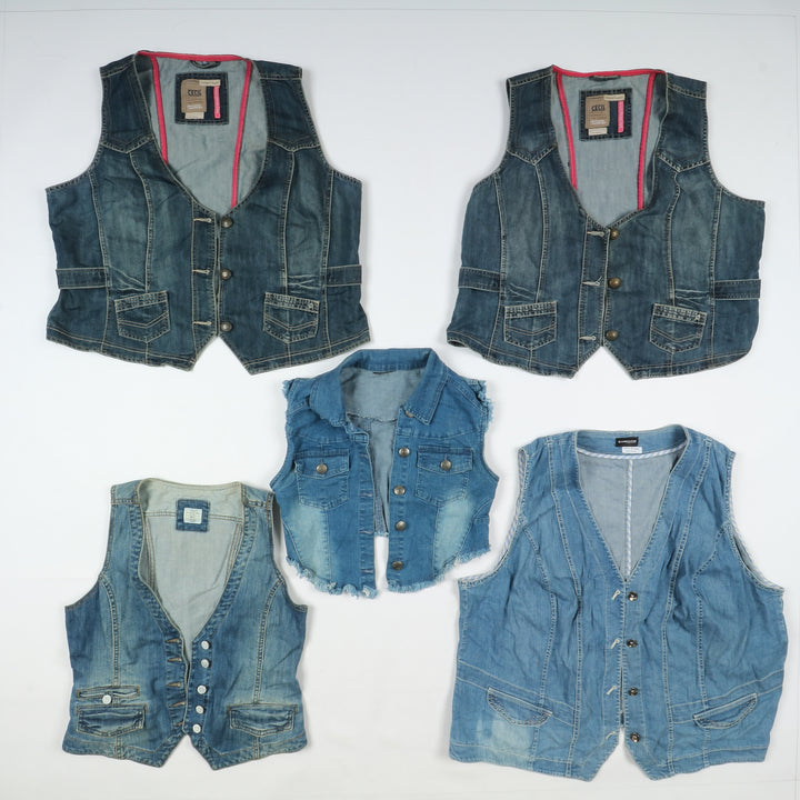 Gilet jeans vintage uomo donna 58pz anni 80/90/2000