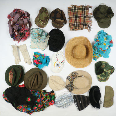 Stock accessori vintage Cappelli, Guanti, Fascie, Sciarpe ecc... Kg 13