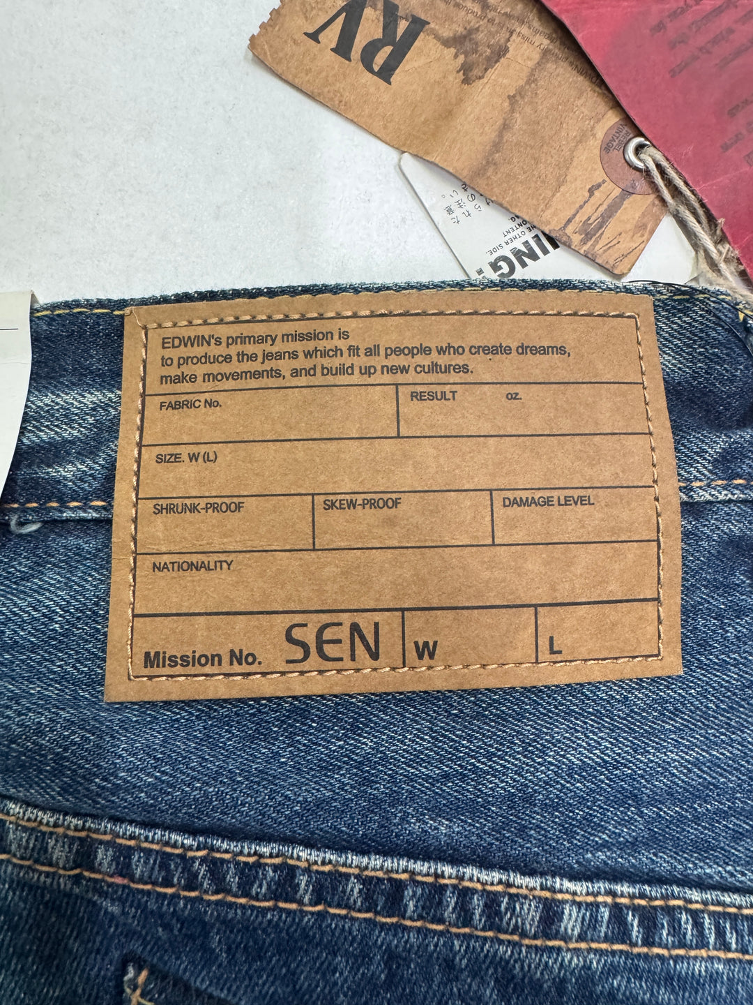 Edwin RV mezza cimosa W28 L31 deadstock vintage jeans selvedge