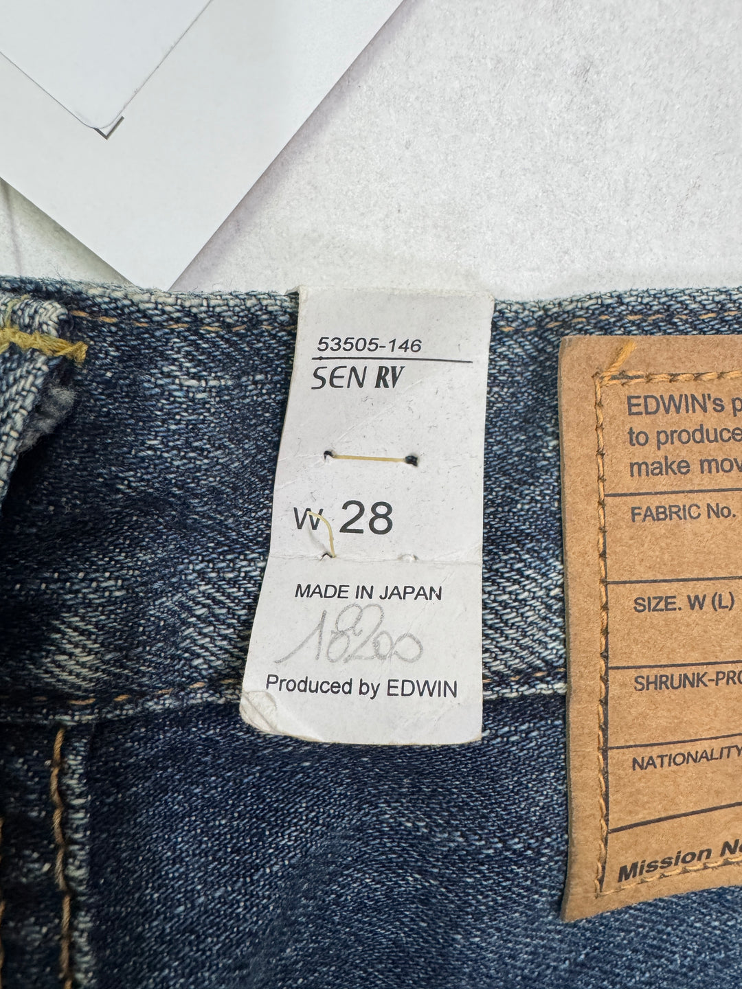 Edwin RV mezza cimosa W28 L31 deadstock vintage jeans selvedge