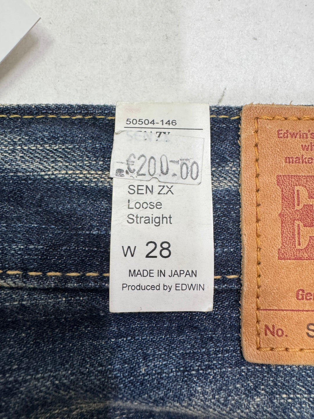 Edwin sen cimosa W28 L33 deadstock vintage jeans selvedge