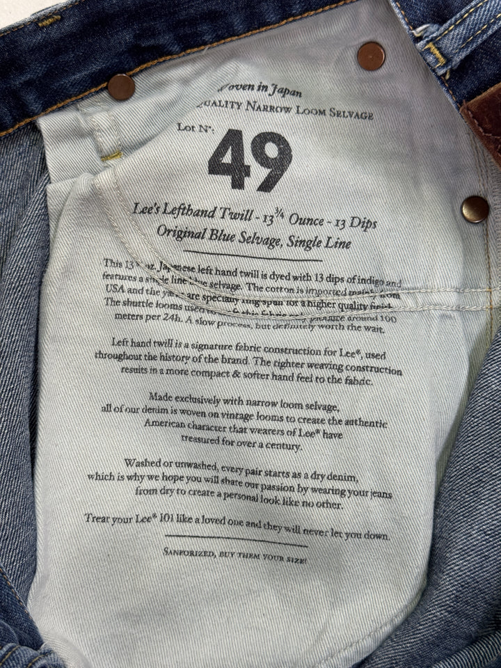 Lee 101 Riders selvedge W34 L36 vintage jeans usato cimosa
