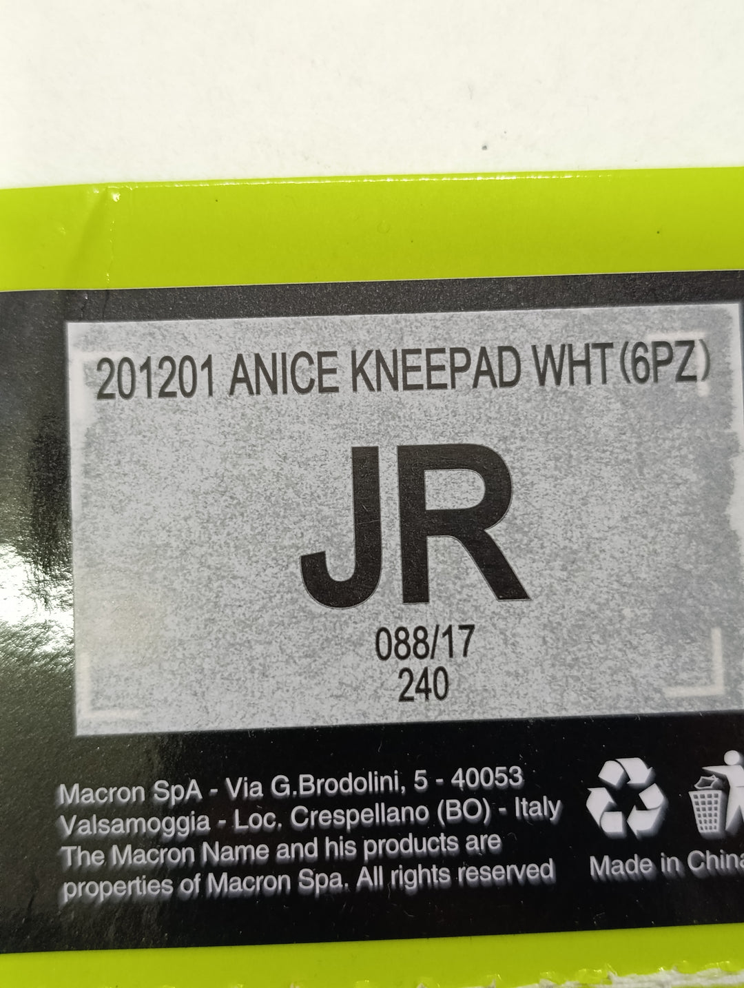 Macron anice kneepad ginocchiera volley size JR pallavolo