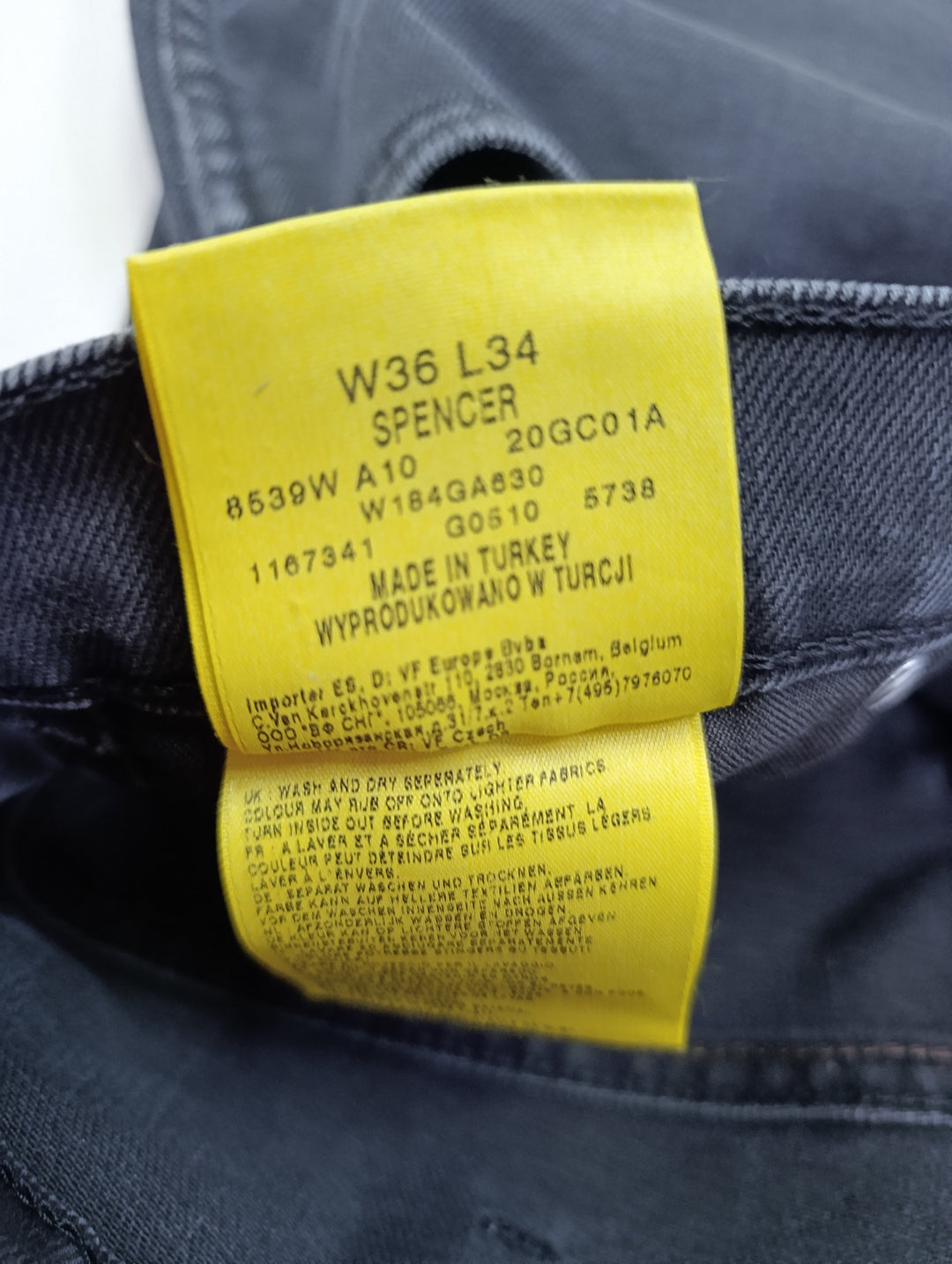 Wrangler Spencer regular fit W34 L32 nero vintage jeans usato