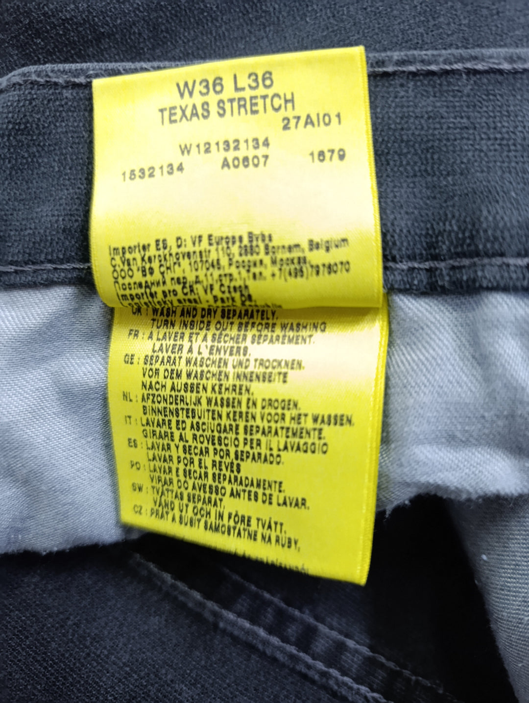Wrangler Texas stretch nero W36 L36 vintage jeans usato unisex