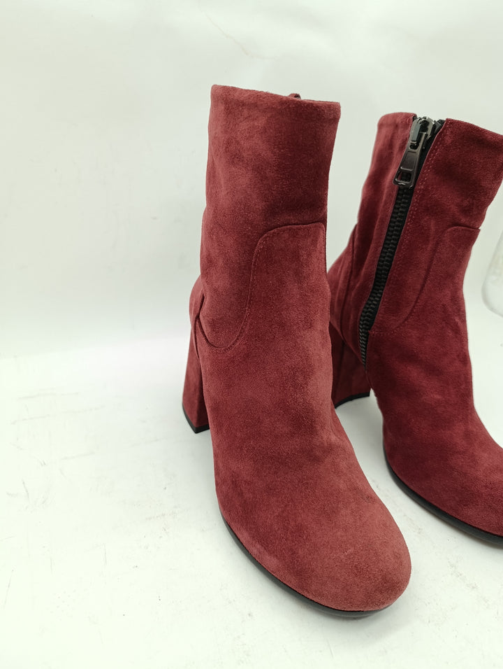 Spring stivaletto bordeaux donna numero 35 vero cuoio nuove deadstock