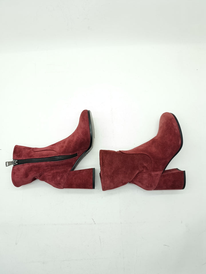 Spring stivaletto bordeaux donna numero 35 vero cuoio nuove deadstock