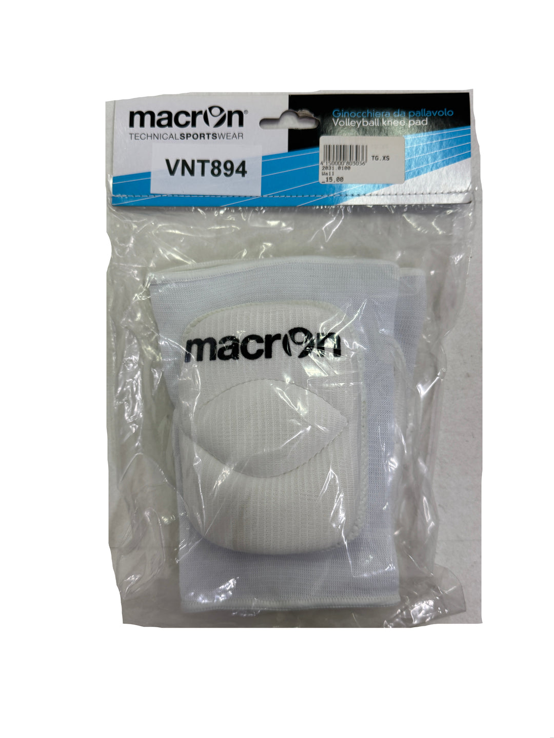 Macron Mall kneepad ginocchiere volley Taglia XS Bianco pallavolo
