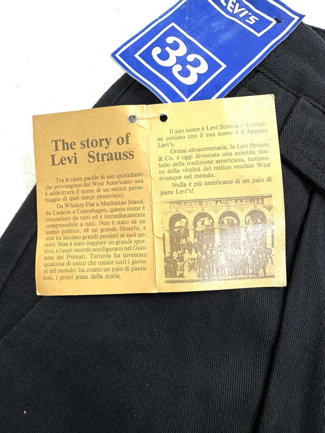 Levi's Guaranteed for over 135 years W33 chino pant anni 80' deadstock Made in Italy