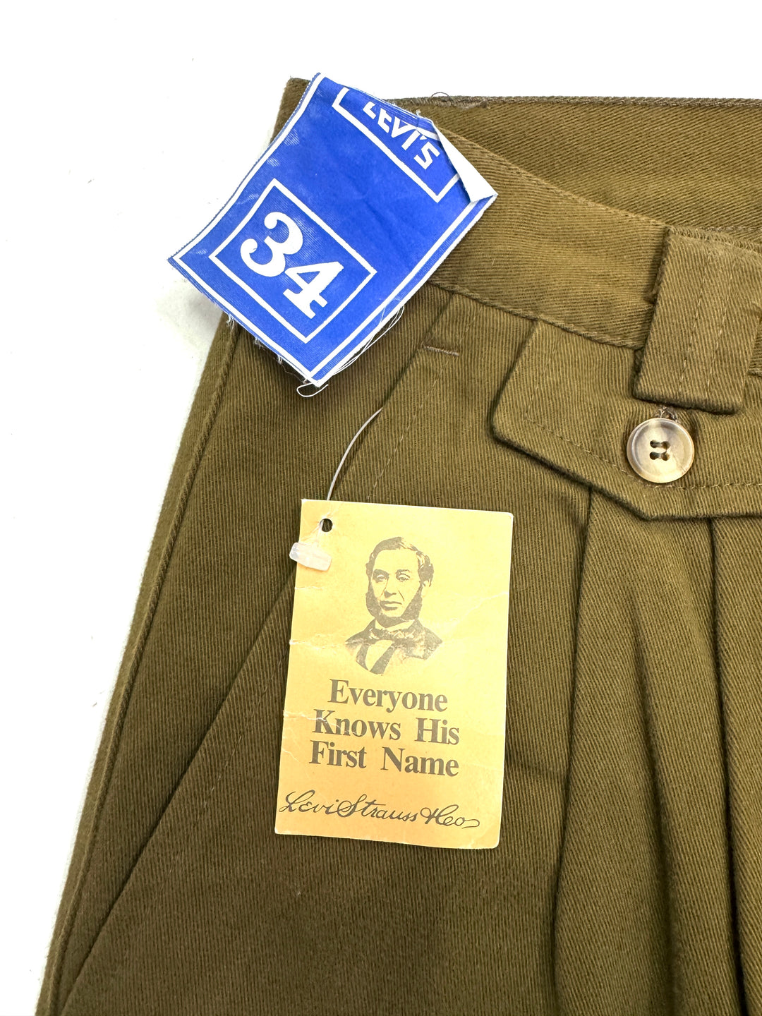 Levi's Guaranteed for over 135 years W34 chino pant anni 80' deadstock Made in Italy