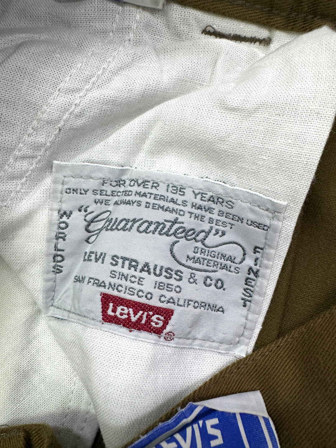 Levi's Guaranteed for over 135 years W34 chino pant anni 80' deadstock Made in Italy