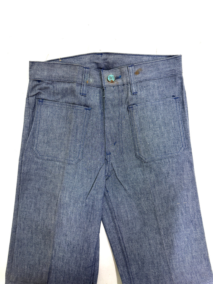 Levi's 679 chambray W28 L34 white tab flare boot cut anni 70' deadstock