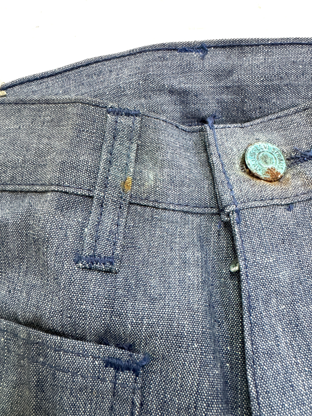 Levi's 679 chambray W28 L34 white tab flare boot cut anni 70' deadstock