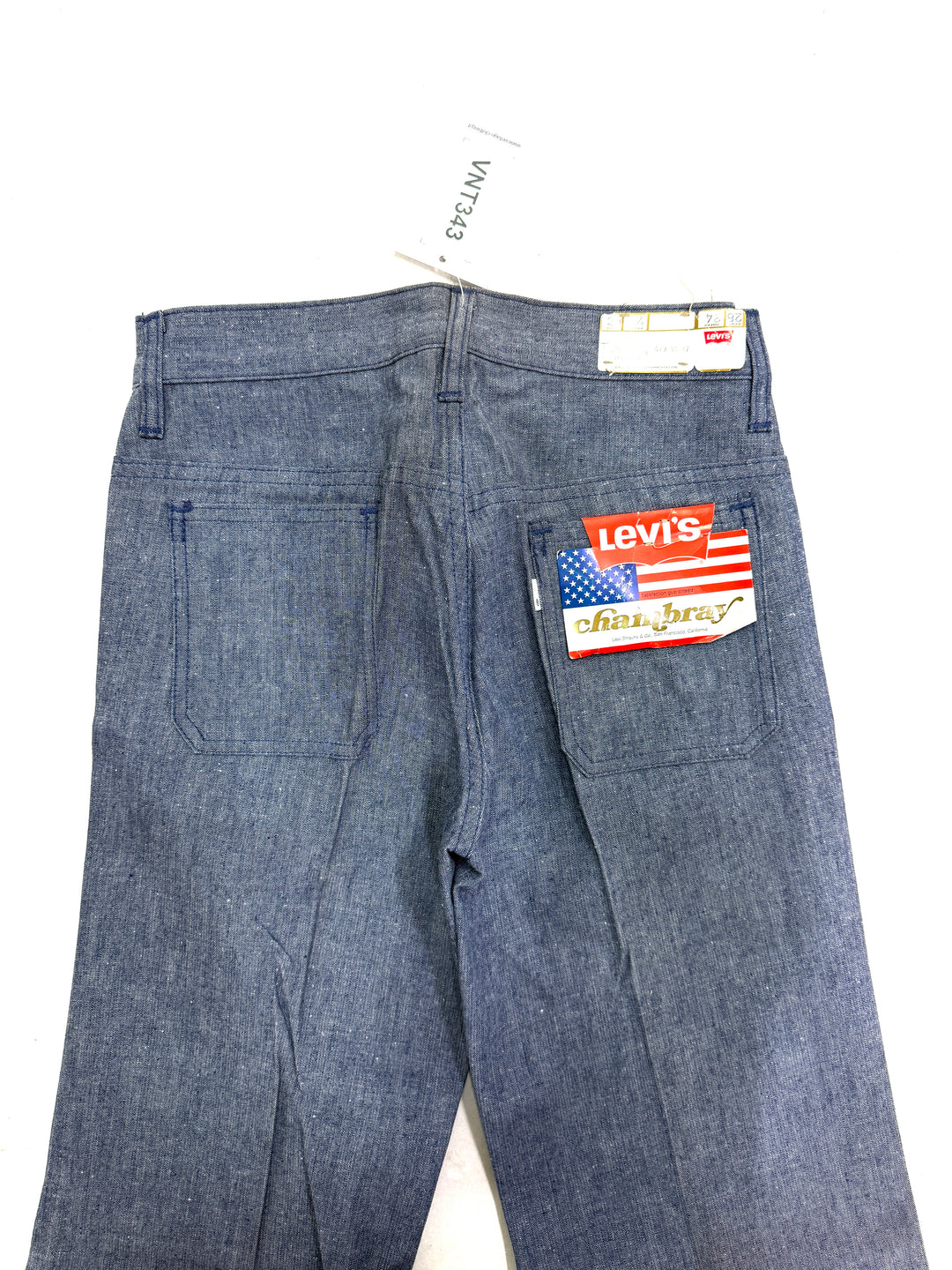 Levi's 679 chambray W28 L34 white tab flare boot cut anni 70' deadstock
