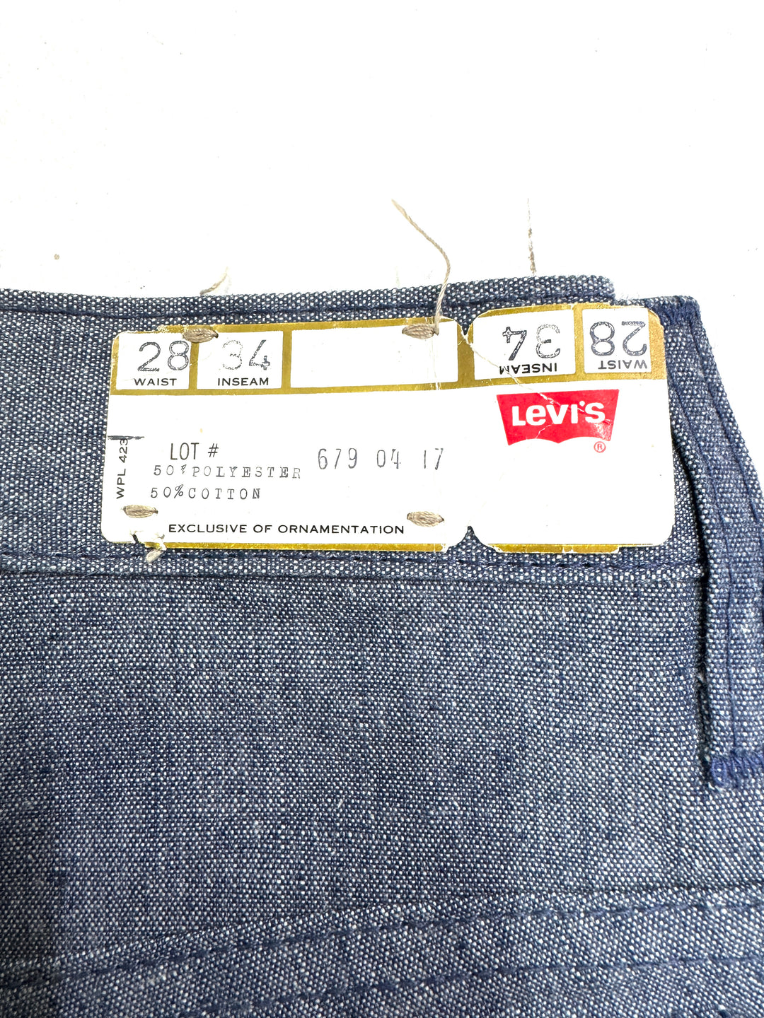 Levi's 679 chambray W28 L34 white tab flare boot cut anni 70' deadstock