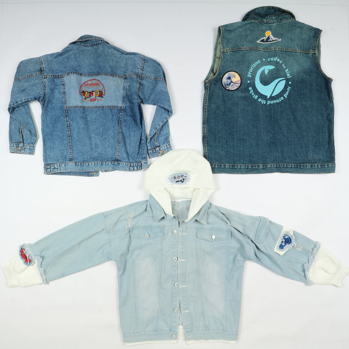 Giacche e gilet jeans vintage uomo donna 38pz con decorazioni anni 80/90/2000