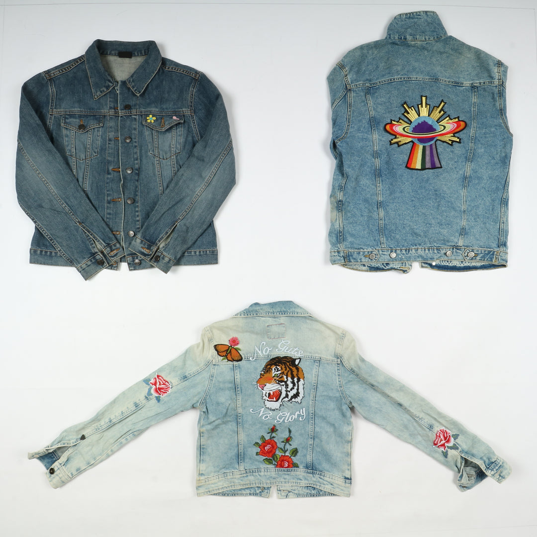 Giacche e gilet jeans vintage uomo donna 38pz con decorazioni anni 80/90/2000