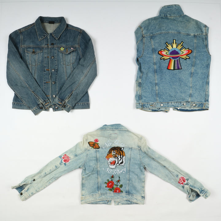 Giacche e gilet jeans vintage uomo donna 38pz con decorazioni anni 80/90/2000