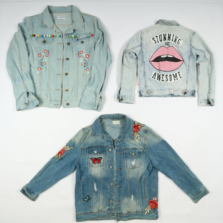 Giacche e gilet jeans vintage uomo donna 38pz con decorazioni anni 80/90/2000