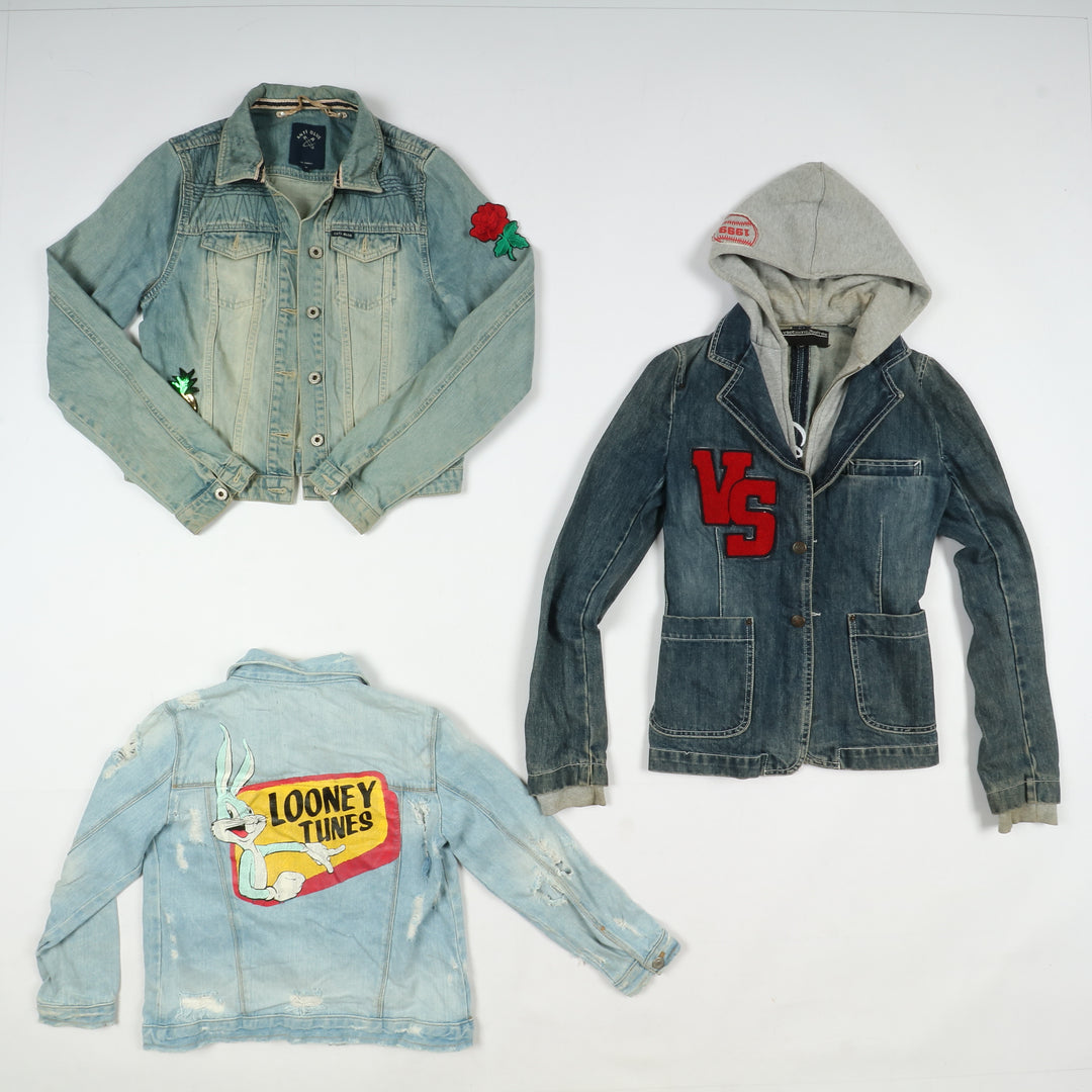 Giacche e gilet jeans vintage uomo donna 38pz con decorazioni anni 80/90/2000