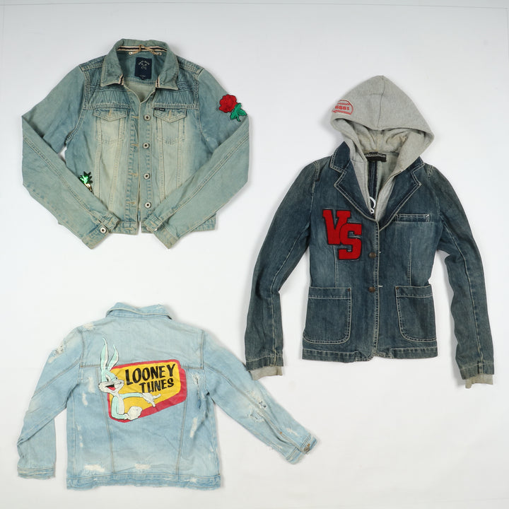 Giacche e gilet jeans vintage uomo donna 38pz con decorazioni anni 80/90/2000