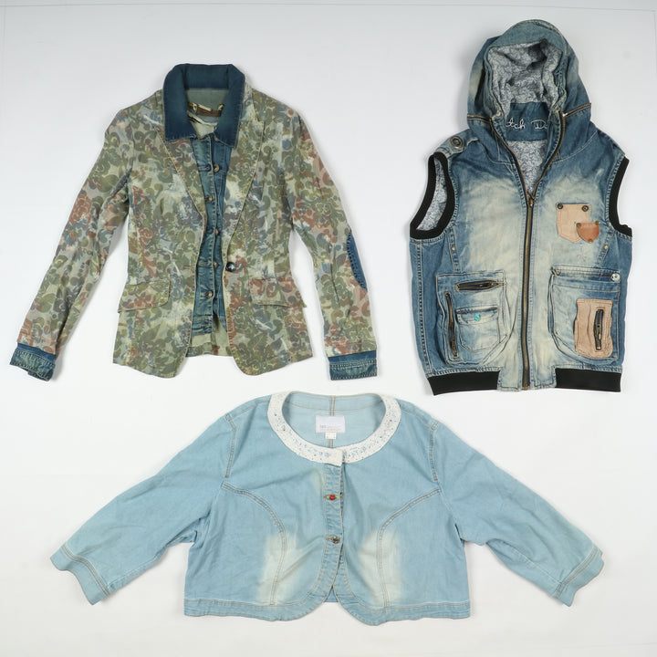 Giacche e gilet jeans vintage uomo donna 38pz con decorazioni anni 80/90/2000