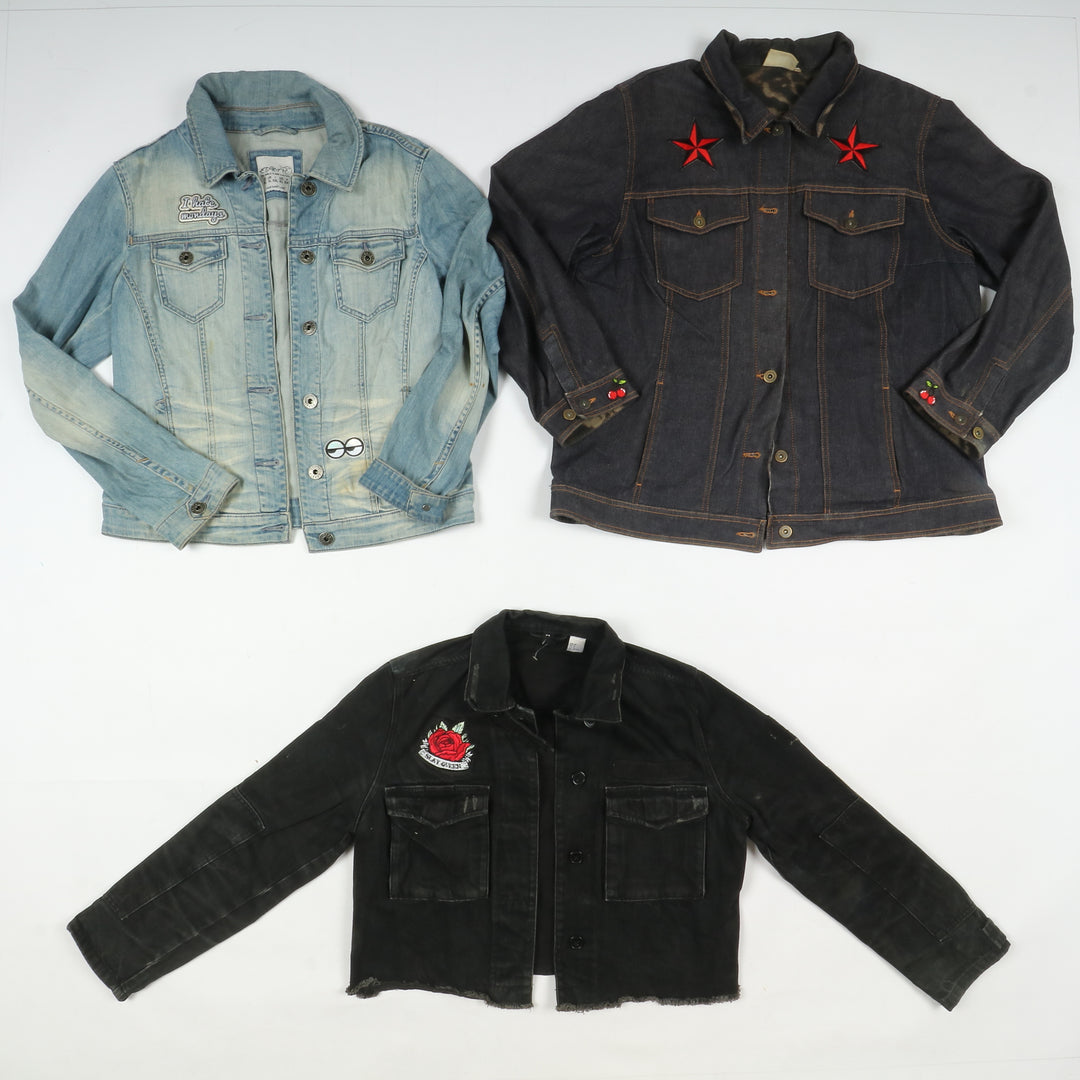 Giacche e gilet jeans vintage uomo donna 38pz con decorazioni anni 80/90/2000