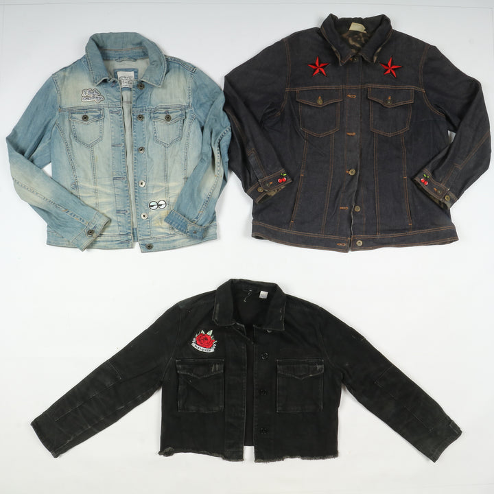 Giacche e gilet jeans vintage uomo donna 38pz con decorazioni anni 80/90/2000