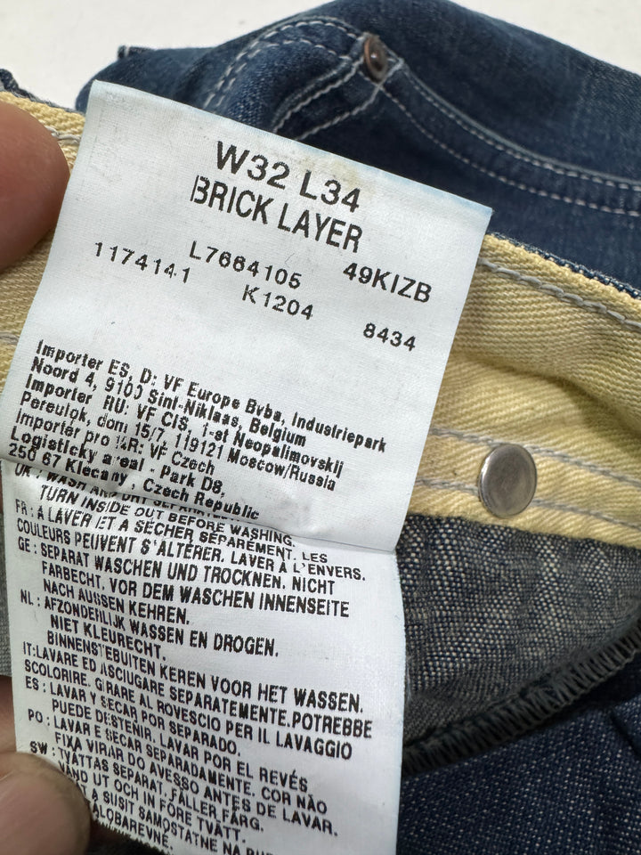 Lee Union Alls Brick Layer rivets W32 L34 cargo nuovo deadstock