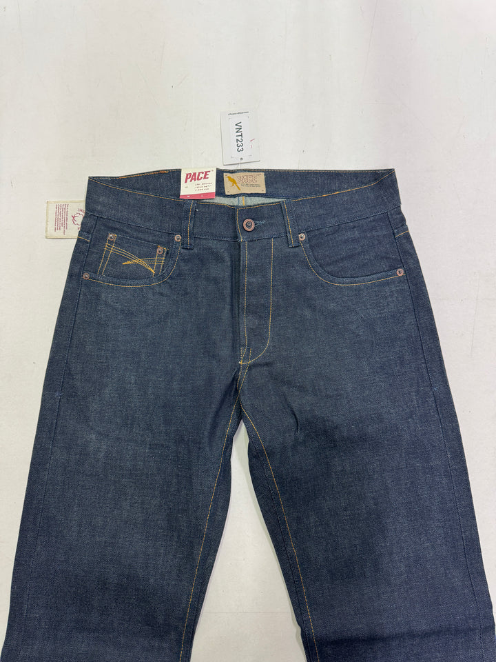 Pace Limited Edition W33 L36 cimosa, martingala e rivetti jeans nuovo Deadstock red line selvedge