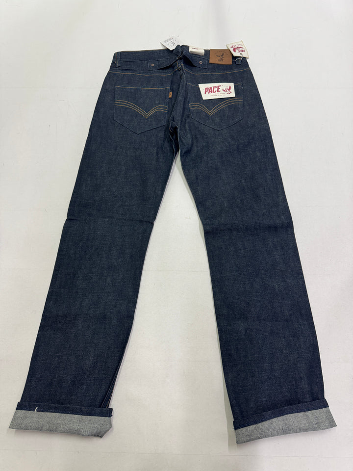 Pace Limited Edition W33 L36 cimosa, martingala e rivetti jeans nuovo Deadstock red line selvedge
