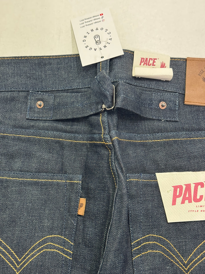 Pace Limited Edition W33 L36 cimosa, martingala e rivetti jeans nuovo Deadstock red line selvedge