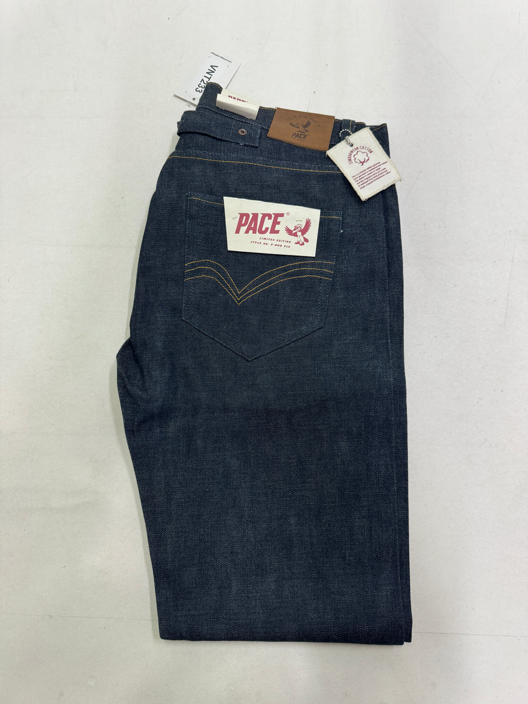 Pace Limited Edition W33 L36 cimosa, martingala e rivetti jeans nuovo Deadstock red line selvedge
