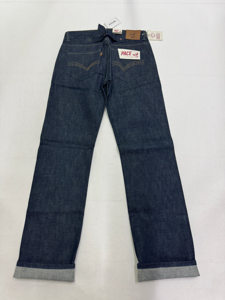Pace Limited Edition W32 L36 cimosa, martingala e rivetti jeans nuovo Deadstock red line selvedge