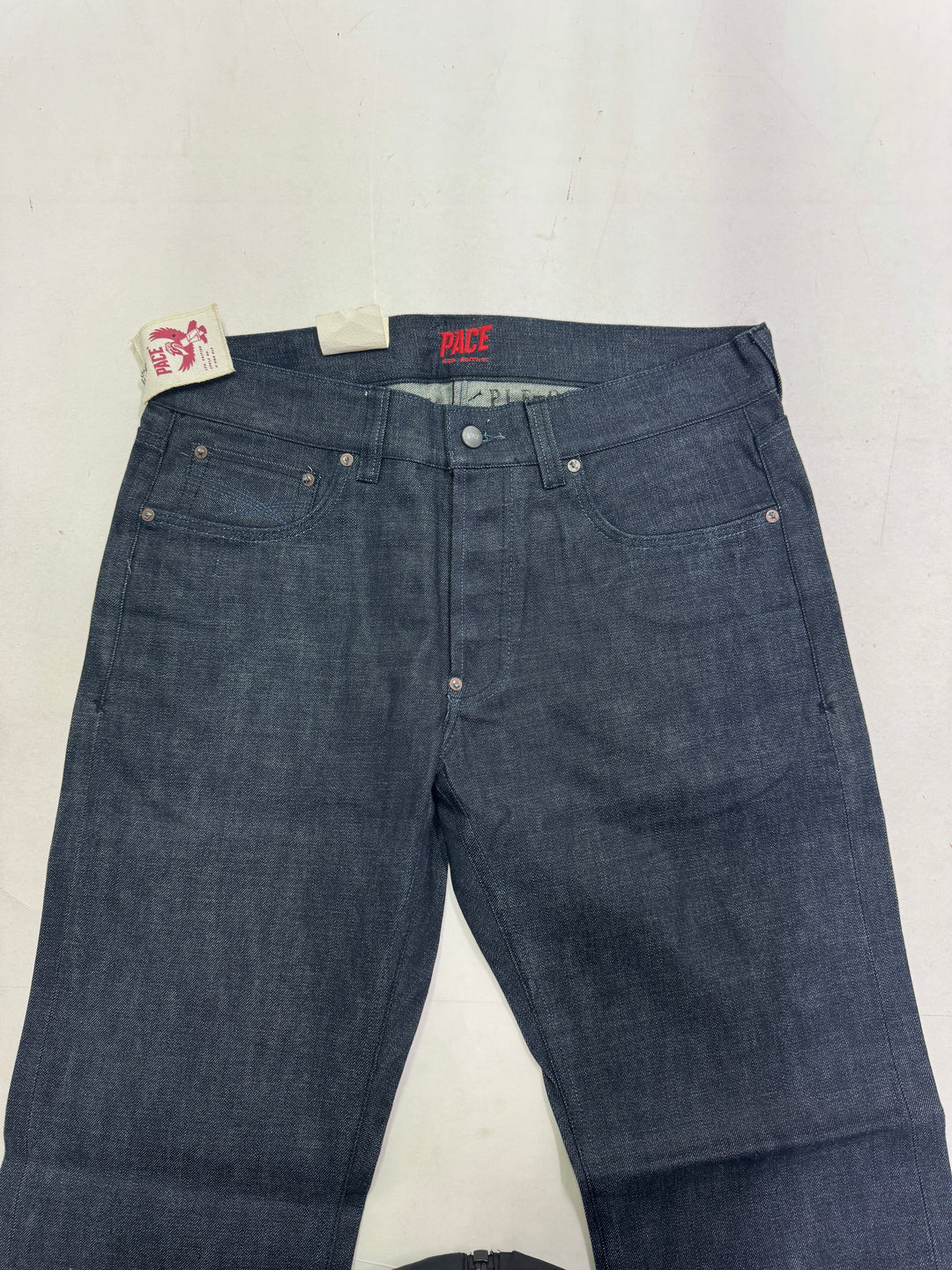 Pace limited Edition W34 L34 cimosa jeans nuovo Deadstock red line selvedge rivets