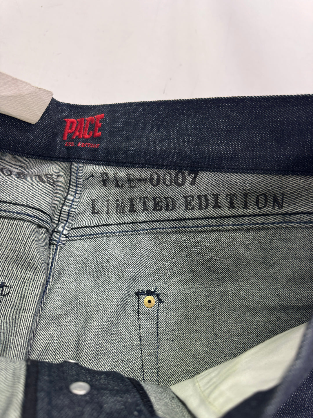 Pace limited Edition W34 L34 cimosa jeans nuovo Deadstock red line selvedge rivets