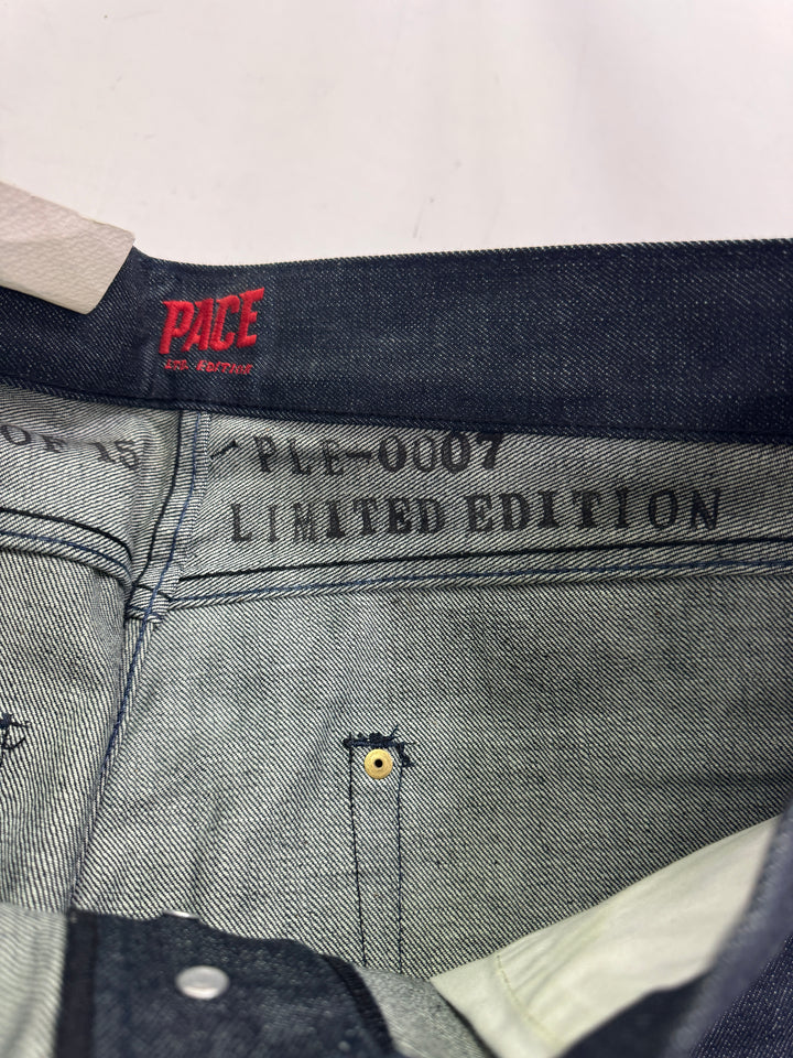 Pace limited Edition W34 L34 cimosa jeans nuovo Deadstock red line selvedge rivets