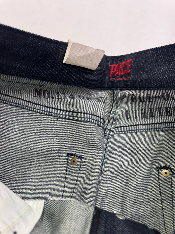 Pace limited Edition W34 L34 cimosa jeans nuovo Deadstock red line selvedge rivets