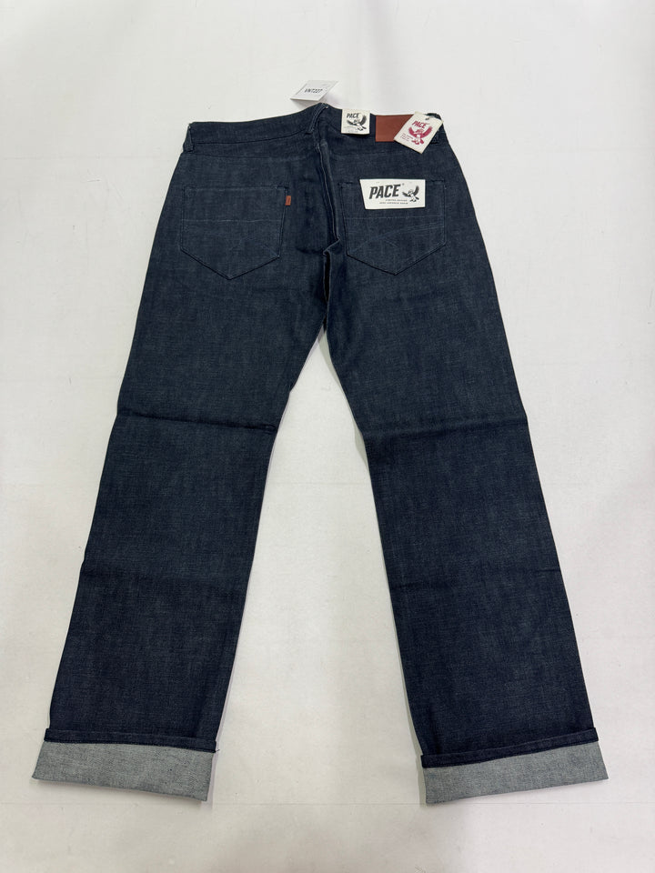 Pace limited Edition W34 L34 cimosa jeans nuovo Deadstock red line selvedge rivets